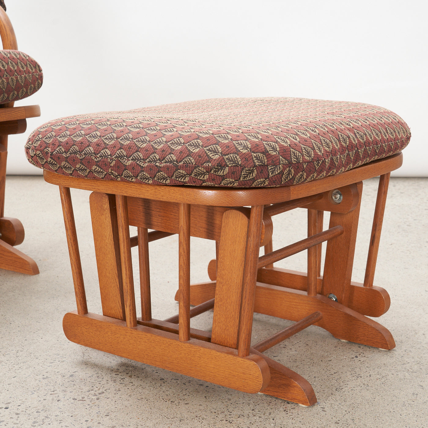 Vintage Oak Glider Chair & Ottoman