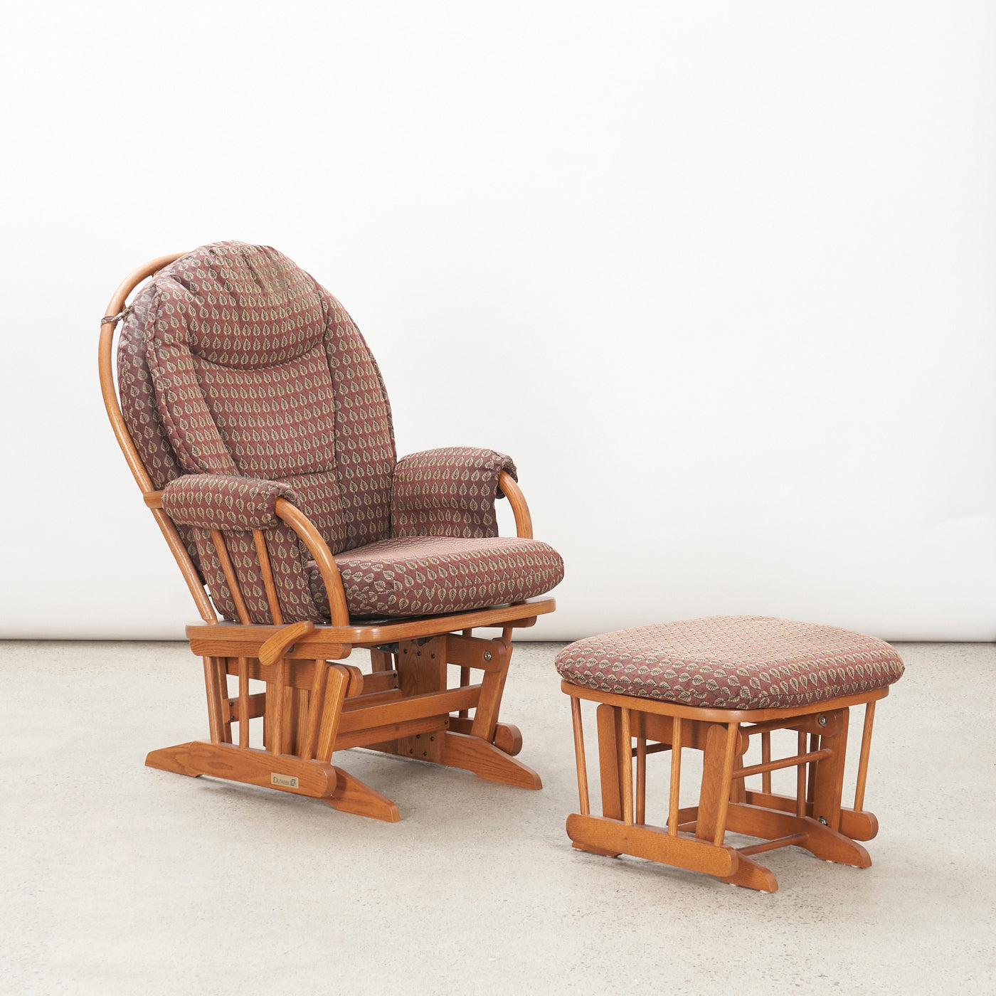 Vintage Oak Glider Chair & Ottoman