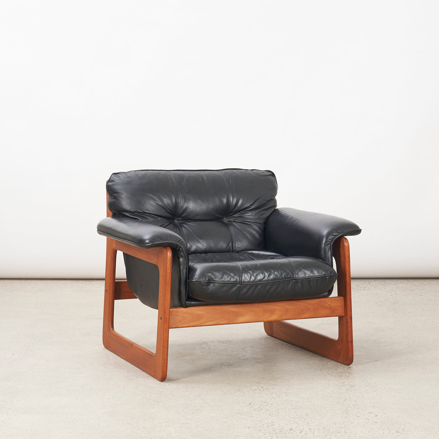 Teak & Leather Lounge Chair by Interna