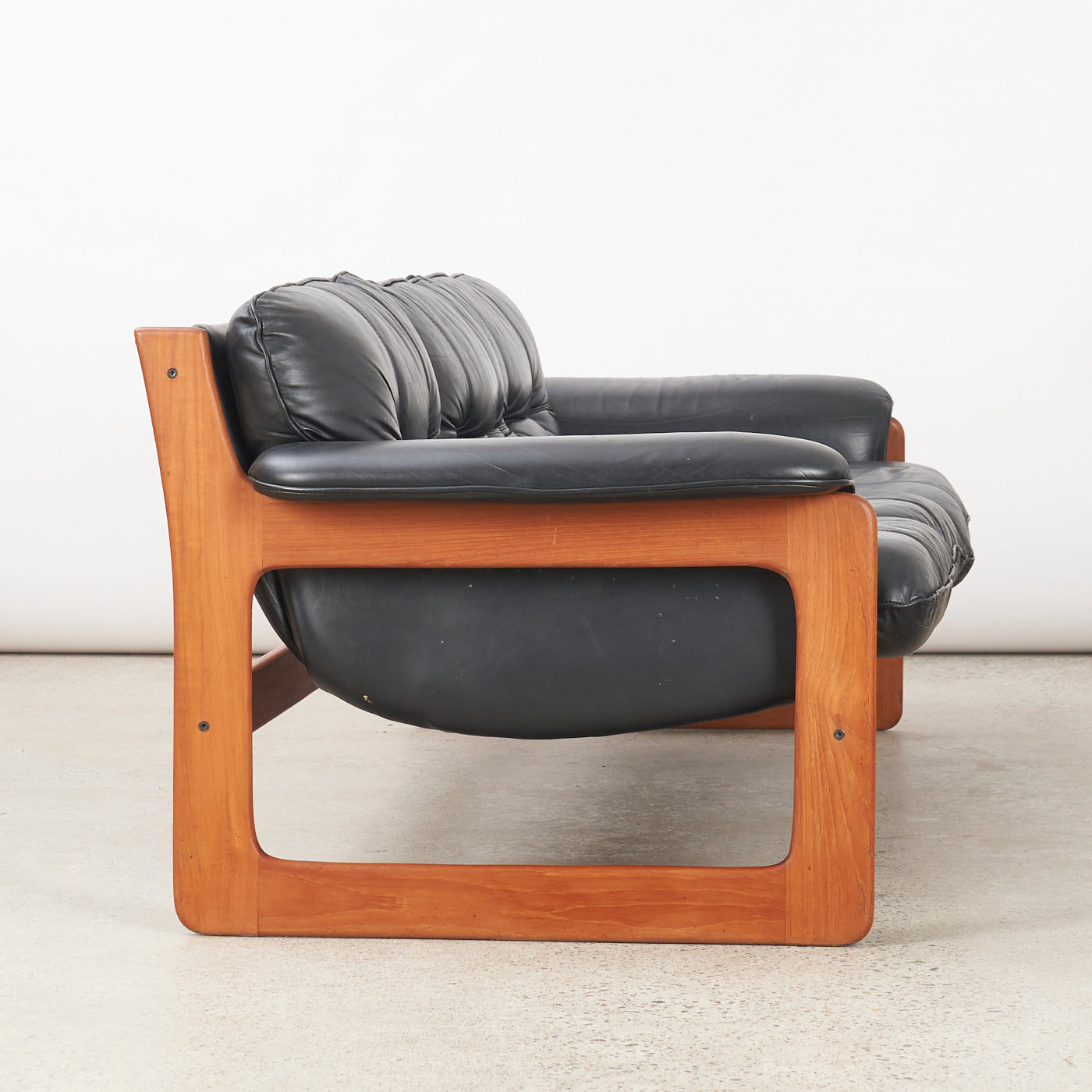 Teak & Leather Sofa by Interna