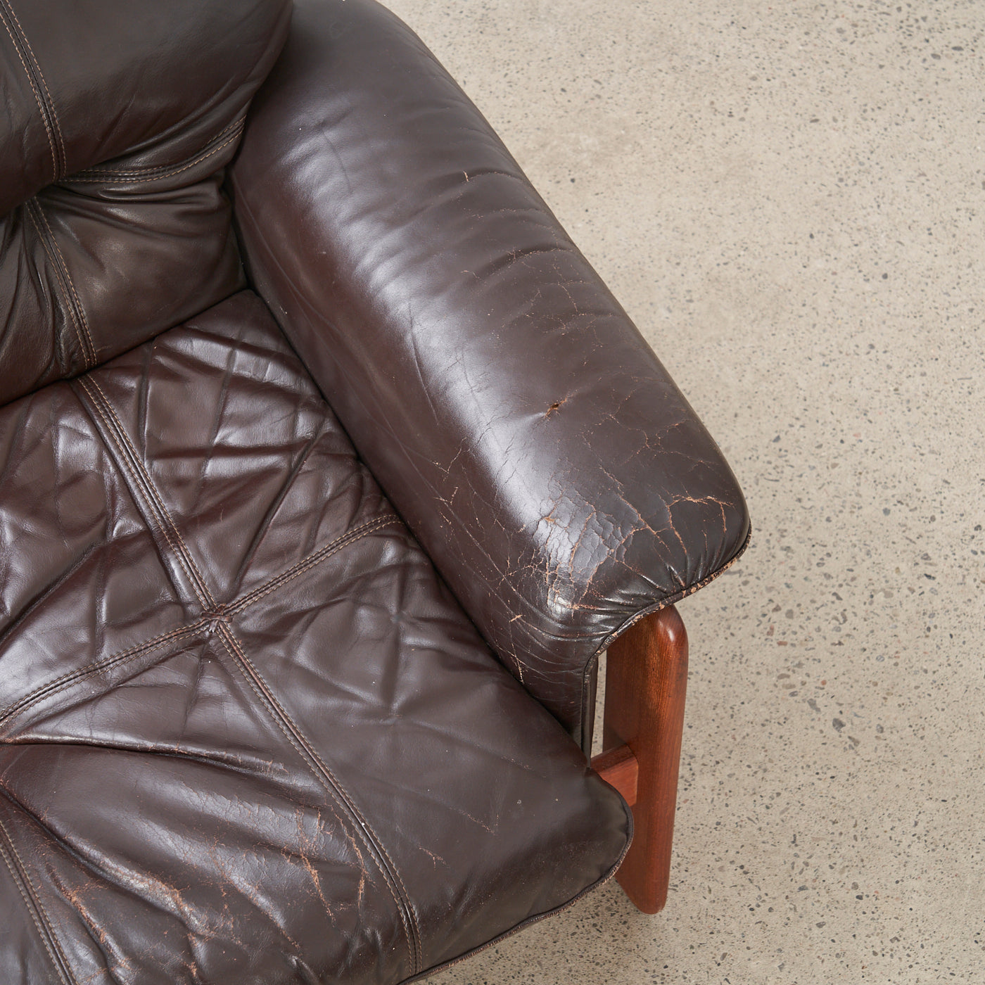 Teak & Leather Loveseat Chair by Interna