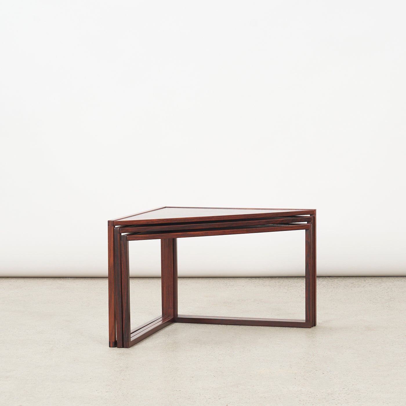 Set of 3 'Model 343' Rosewood Corner Nesting Tables by Kai Kristiansen Vildbjerg Møbelfabrik, Denmark