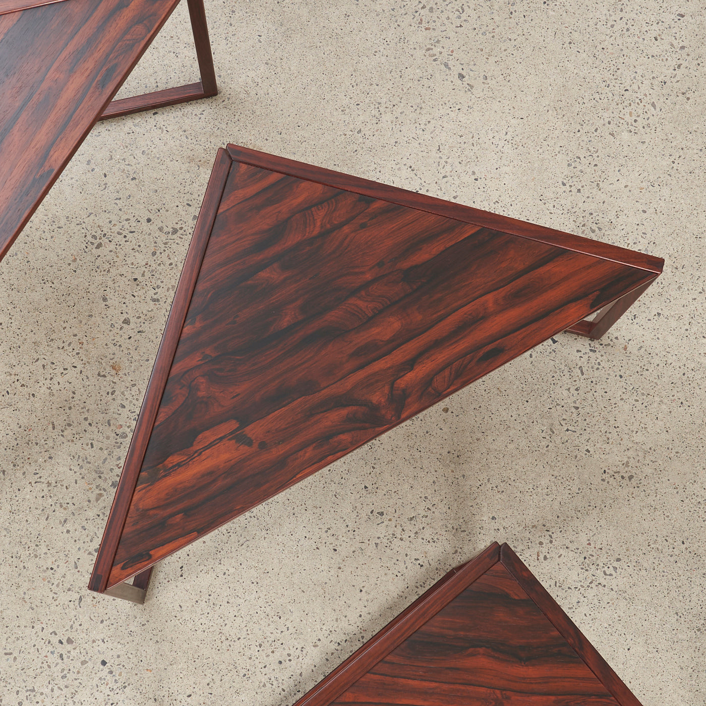 Set of 3 'Model 343' Rosewood Corner Nesting Tables by Kai Kristiansen Vildbjerg Møbelfabrik, Denmark