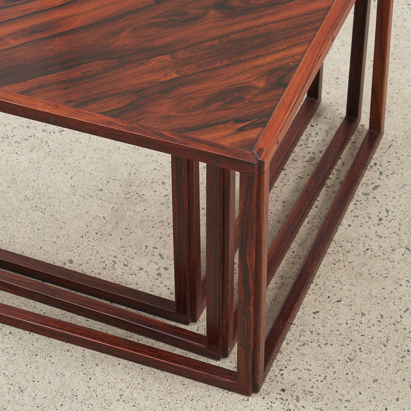 Set of 3 'Model 343' Rosewood Corner Nesting Tables by Kai Kristiansen Vildbjerg Møbelfabrik, Denmark