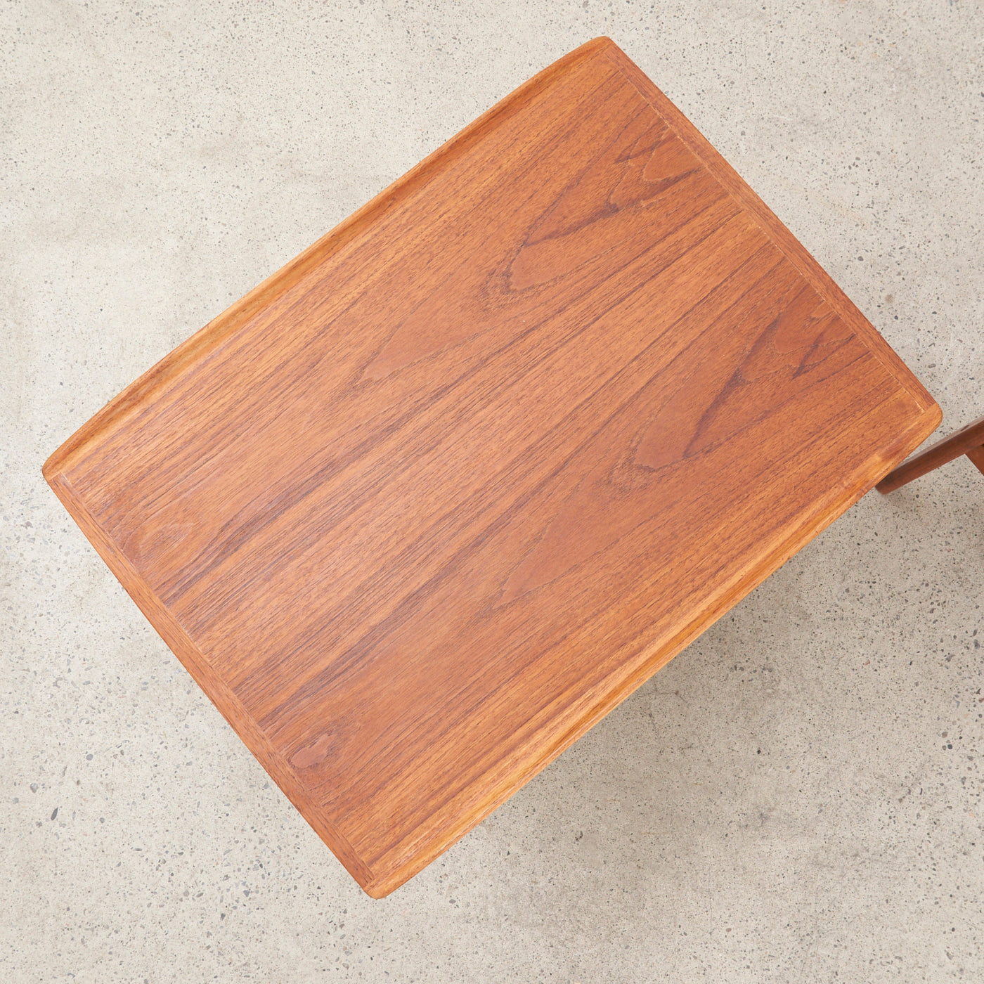 Pair of Teak Side Tables w/ Cane Shelves