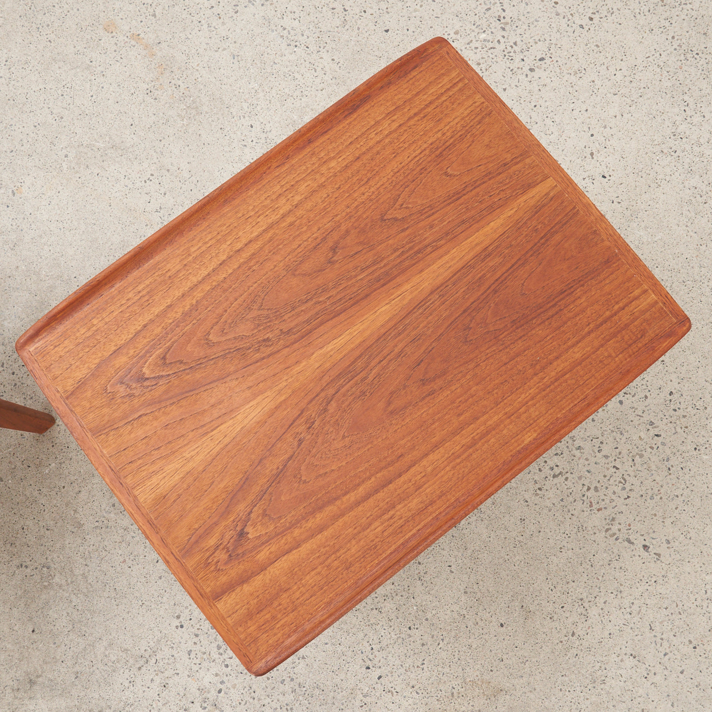 Pair of Teak Side Tables w/ Cane Shelves