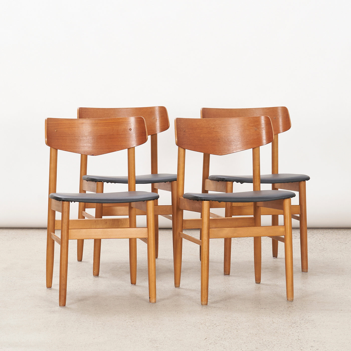 Set of 4 Teak & Beech Dining Chairs, Denmark