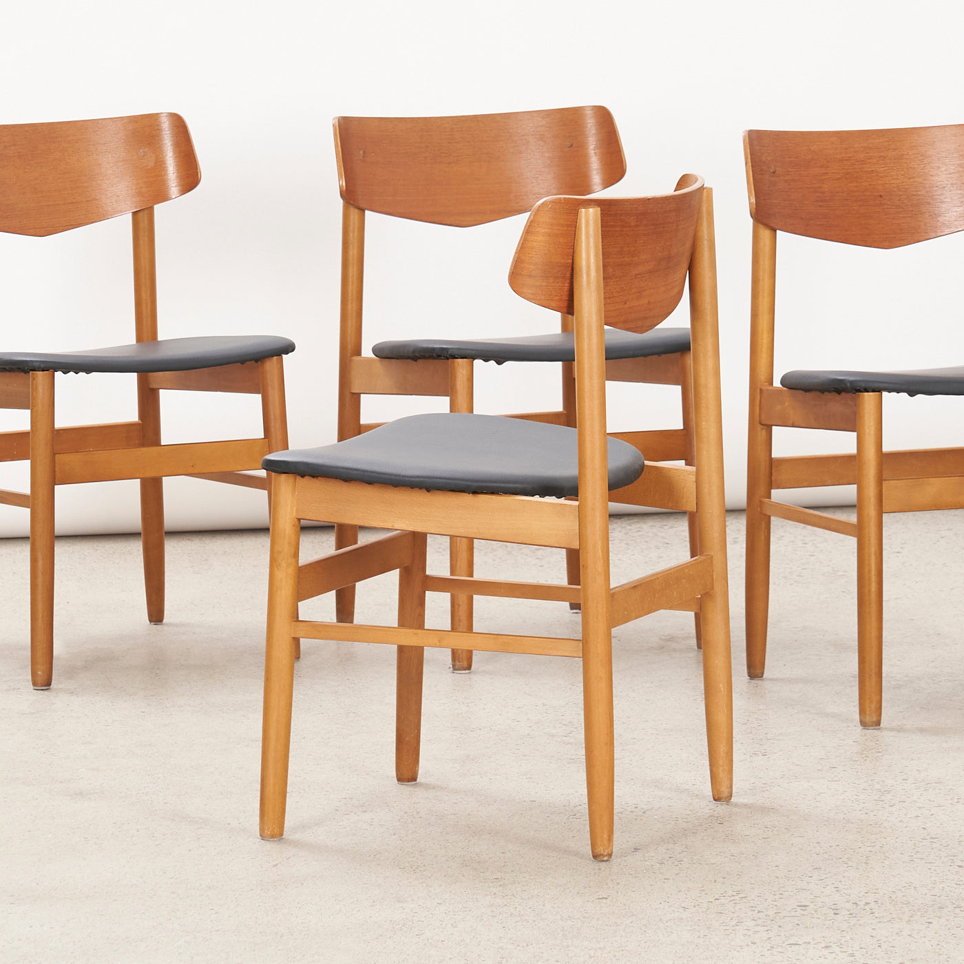 Set of 4 Teak & Beech Dining Chairs, Denmark