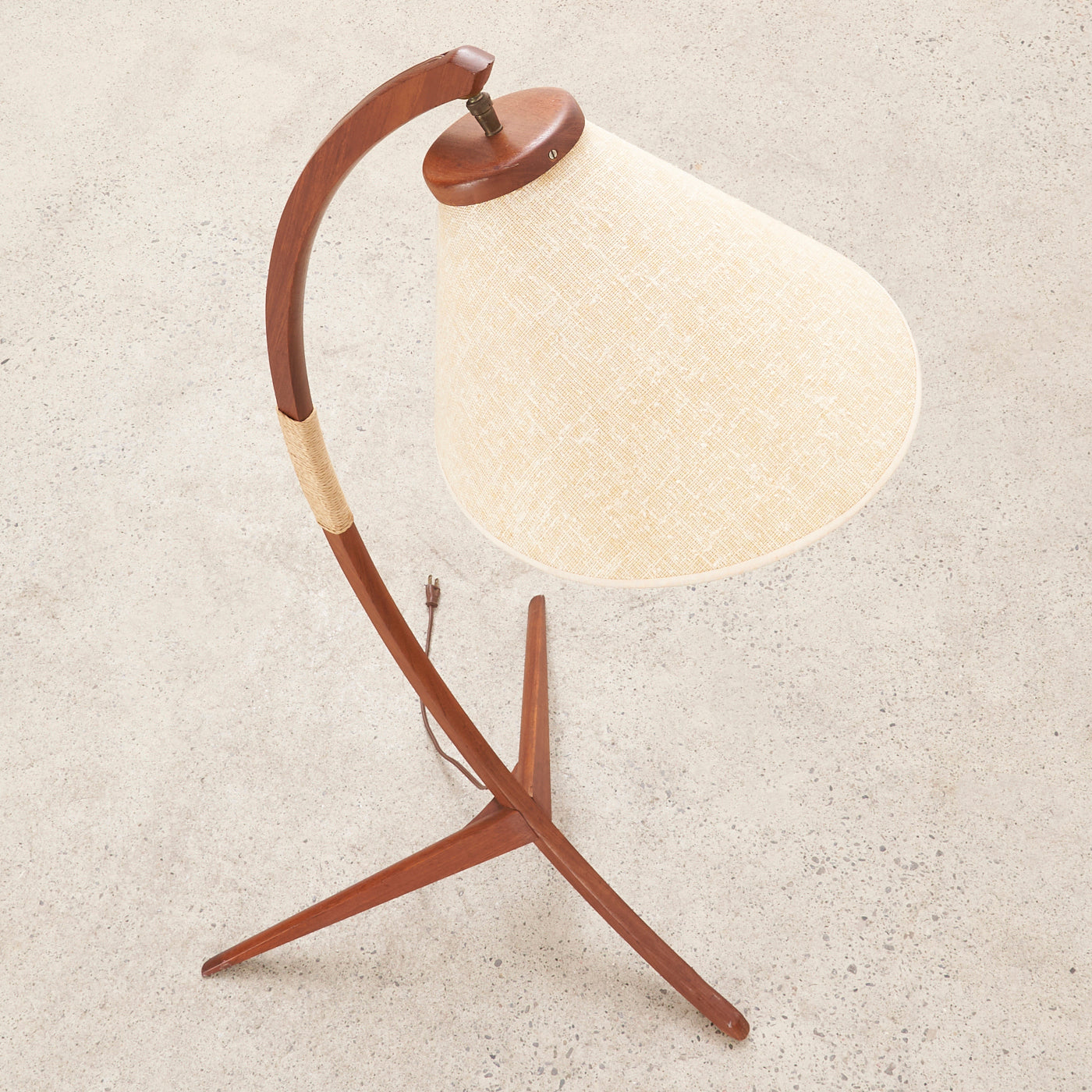 Teak Tripod Arc Lamp