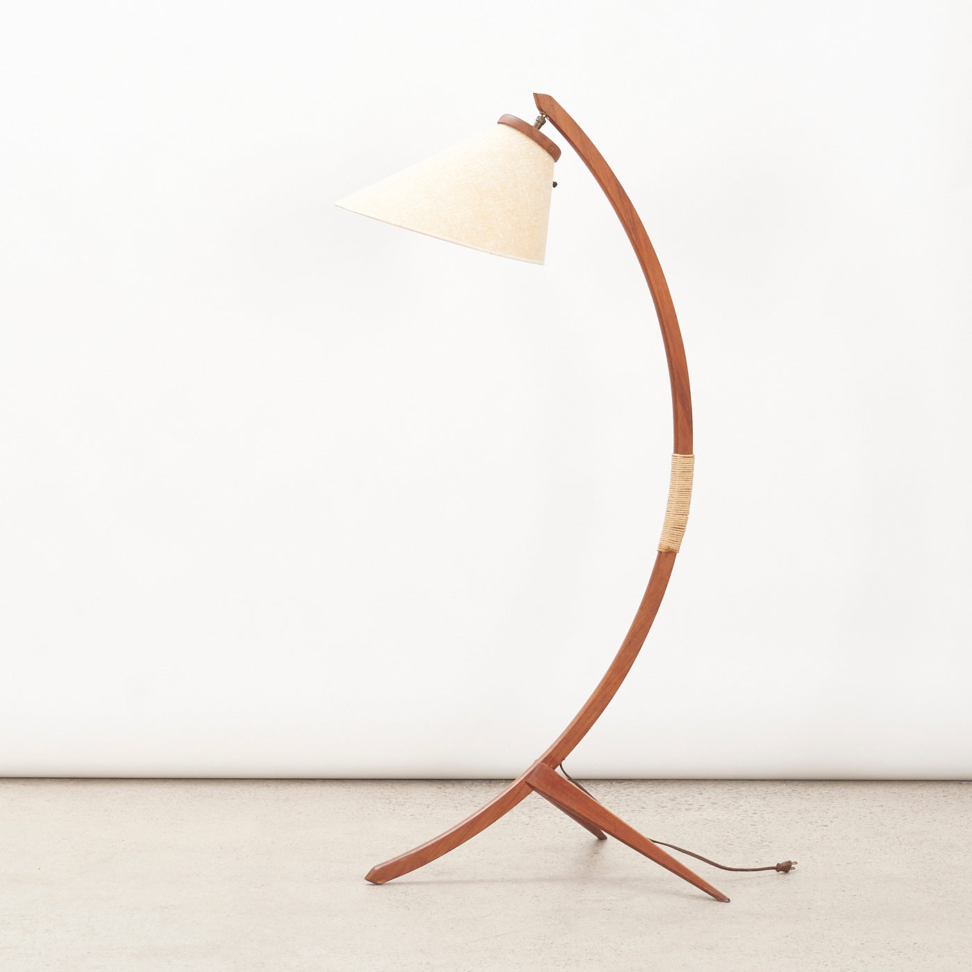 Teak Tripod Arc Lamp