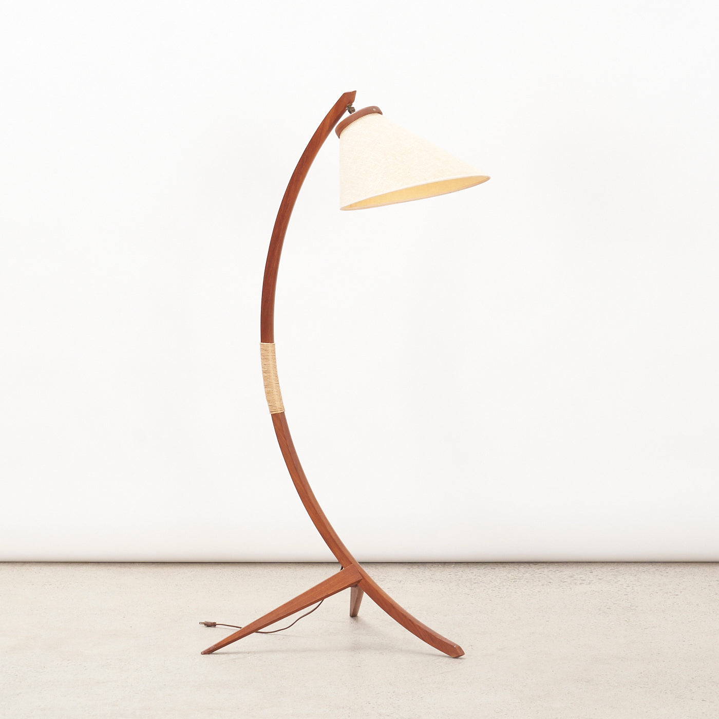 Teak Tripod Arc Lamp