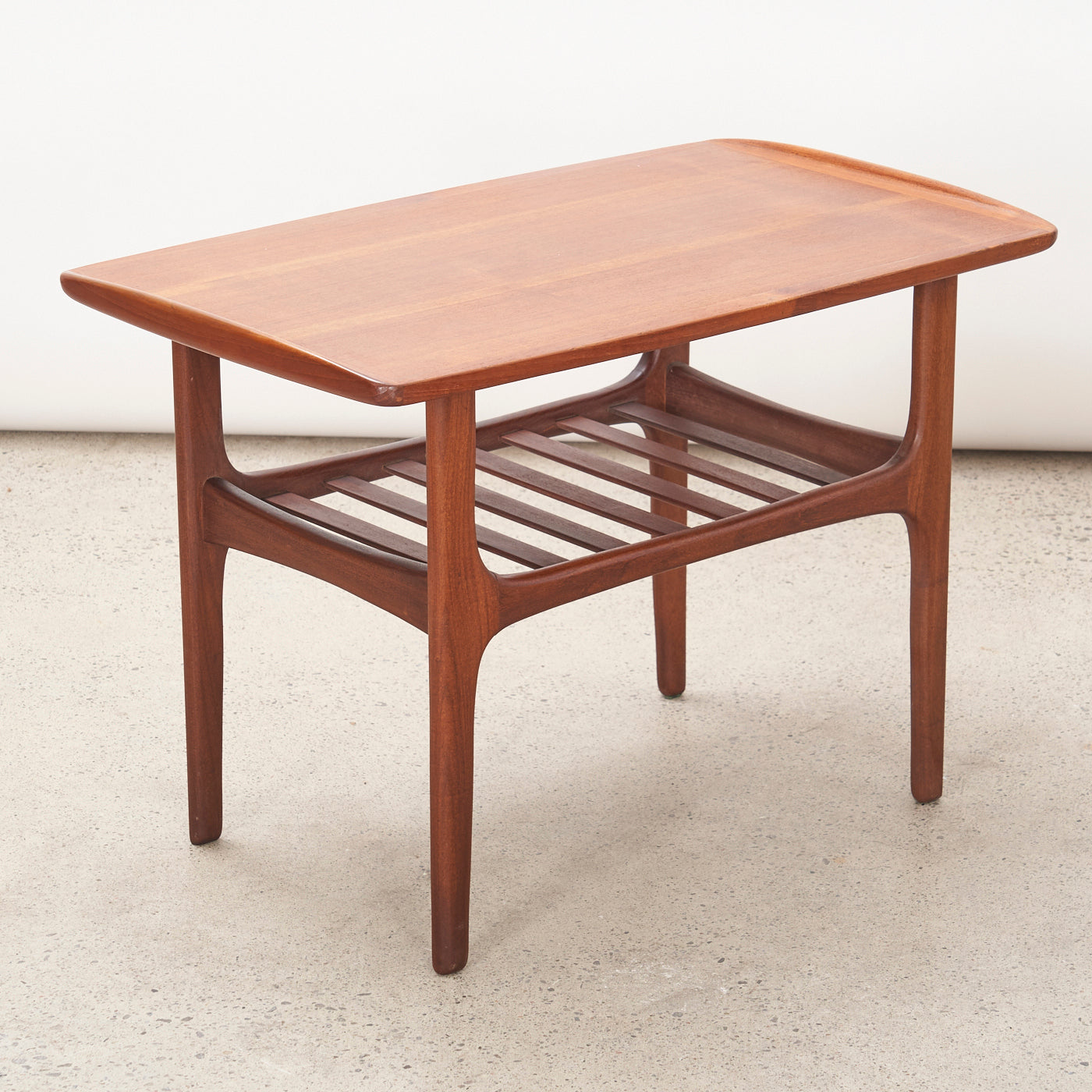 Pair of Teak Side Tables w/ Slatted Shelves