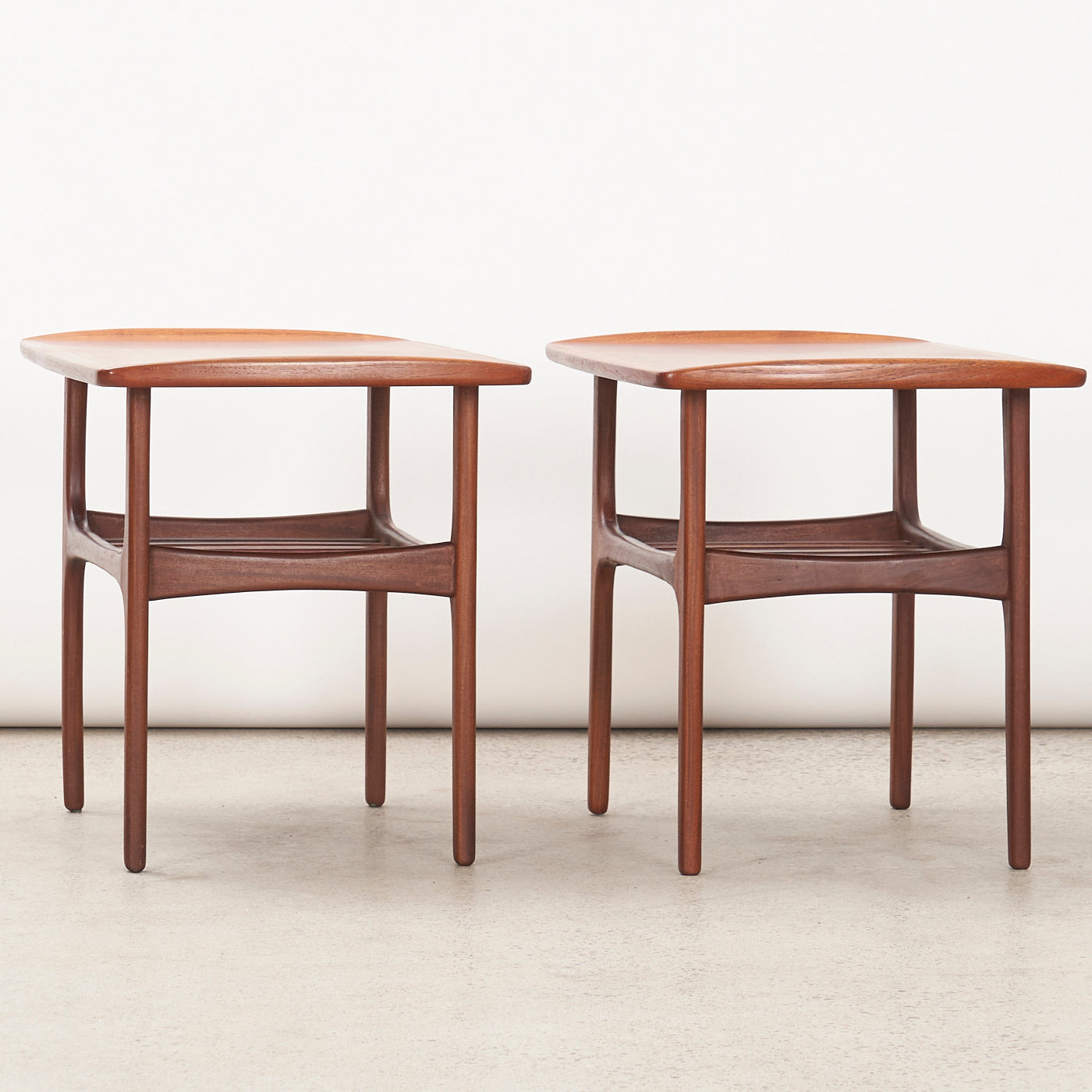 Pair of Teak Side Tables w/ Slatted Shelves
