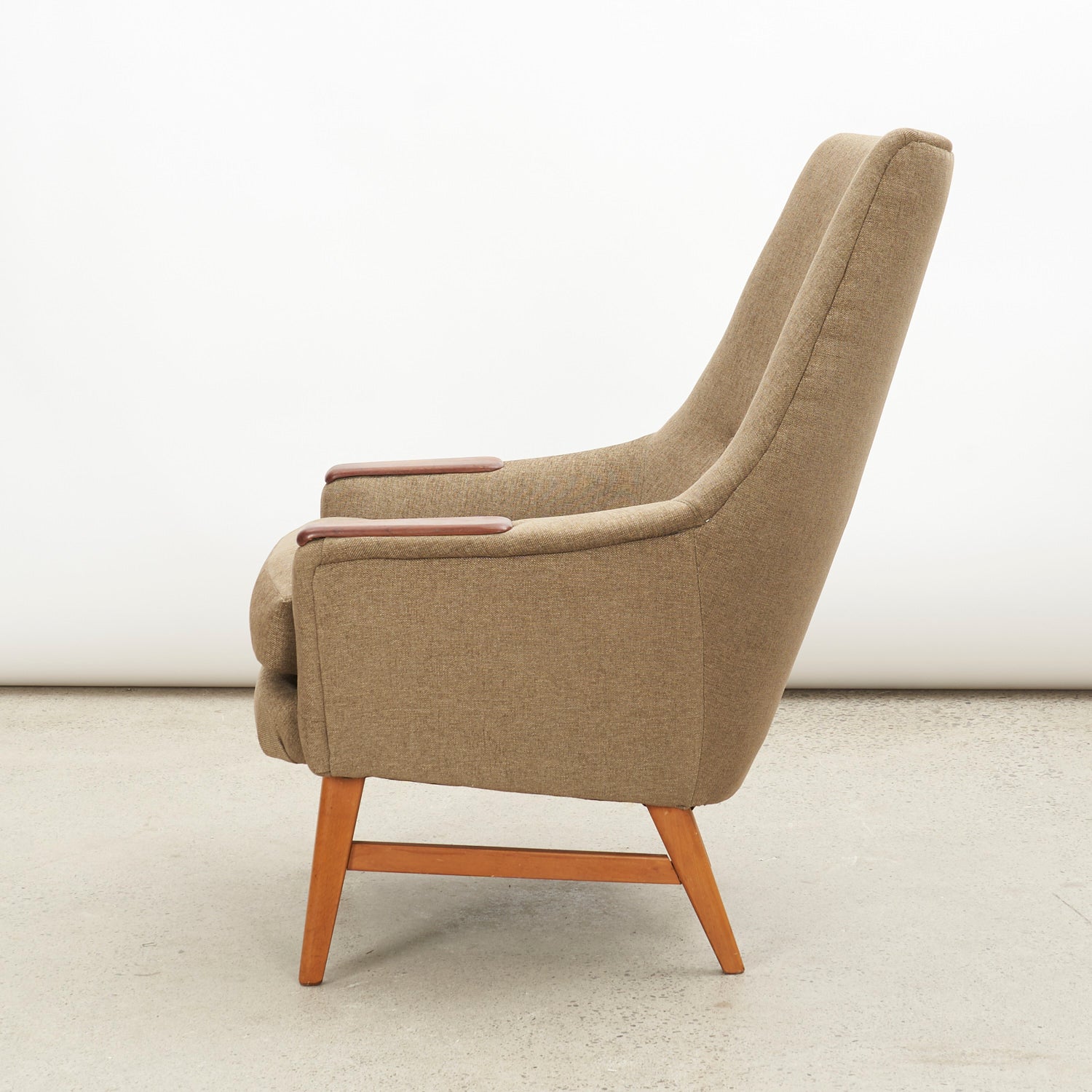 Upholstered Teak Lounge Chair