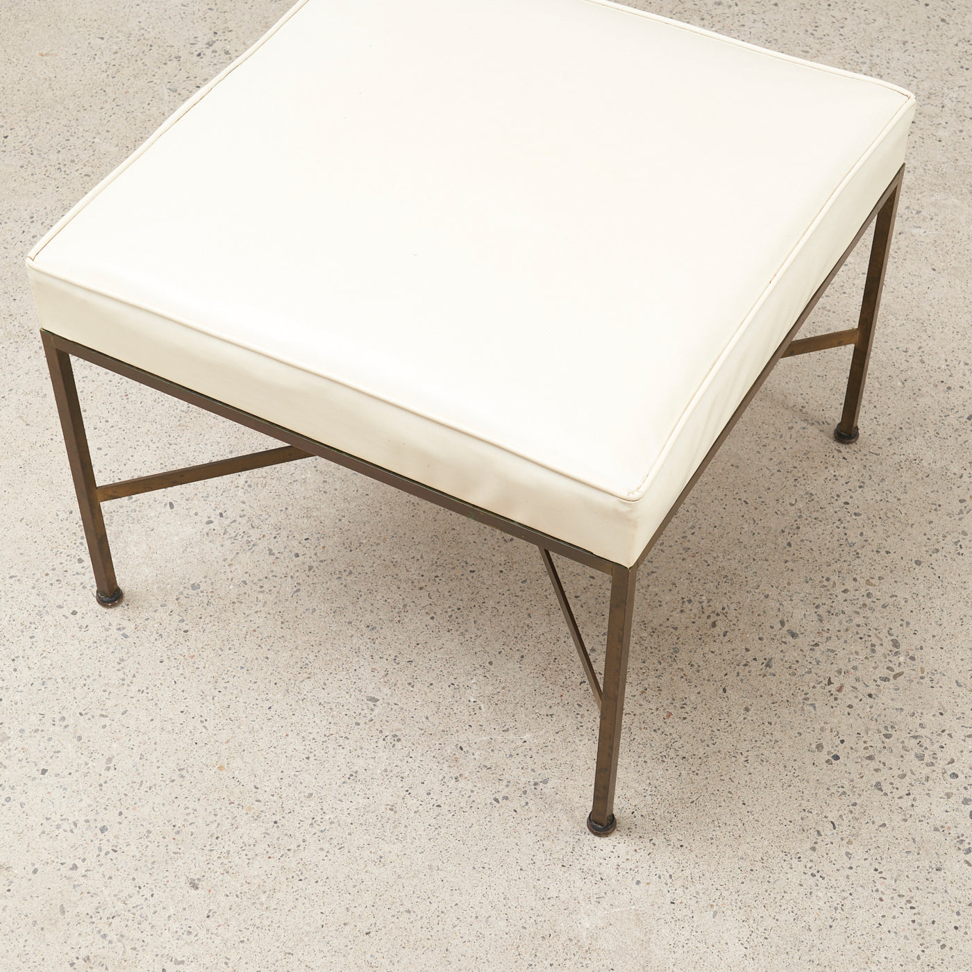 Brass & Vinyl Ottoman by Paul McCobb for Directional