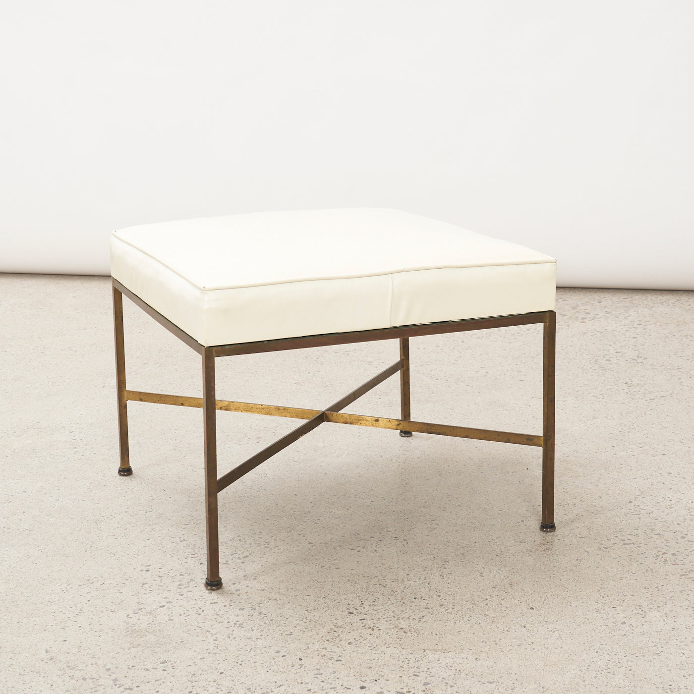 Brass & Vinyl Ottoman by Paul McCobb for Directional