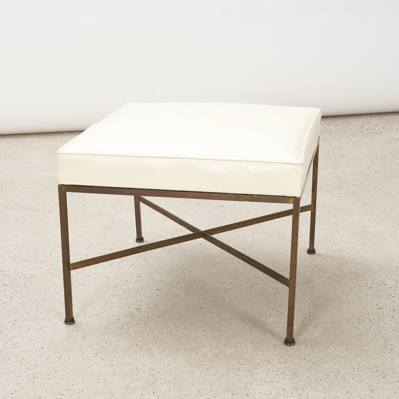 Brass & Vinyl Ottoman by Paul McCobb for Directional