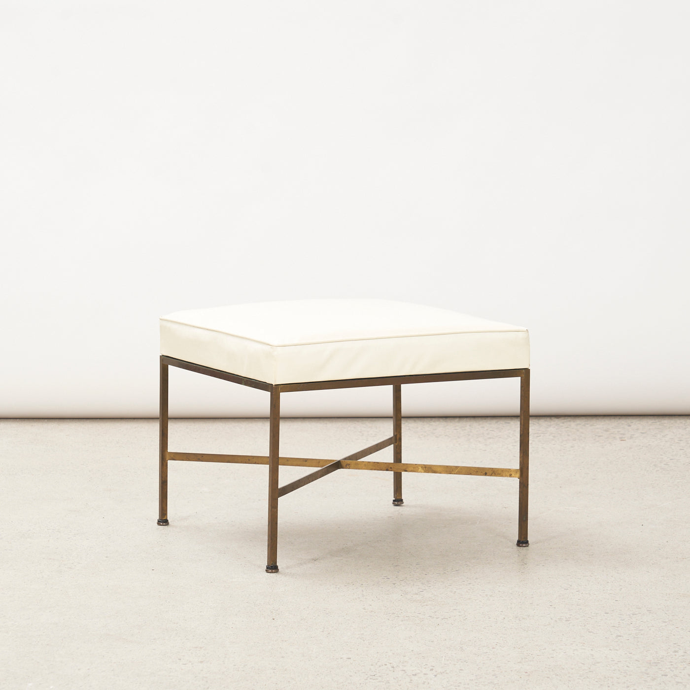 Brass & Vinyl Ottoman by Paul McCobb for Directional