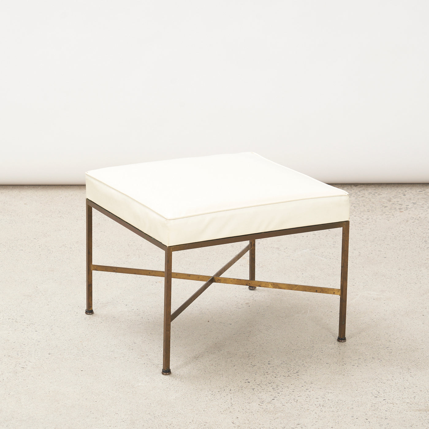 Brass & Vinyl Ottoman by Paul McCobb for Directional