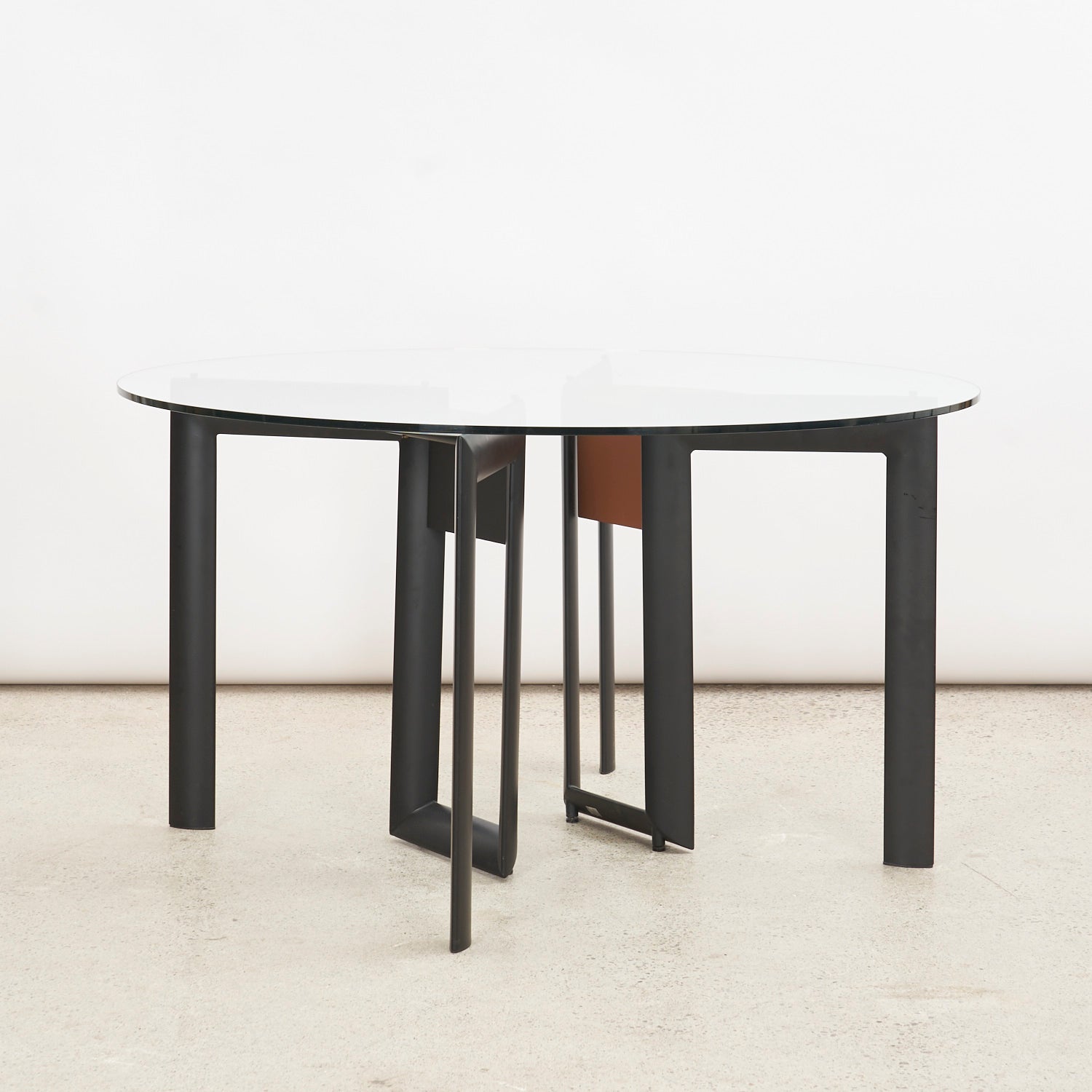 Italian Round Glass & Metal Dining Table by Naos