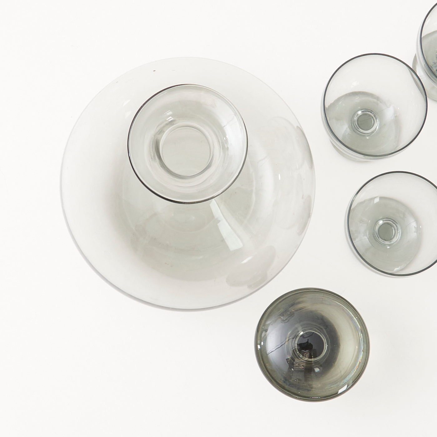 ‘Ramona’ Smoked Glass Carafe & Wine Glasses by Per Lütken for Holmegaard, Denmark