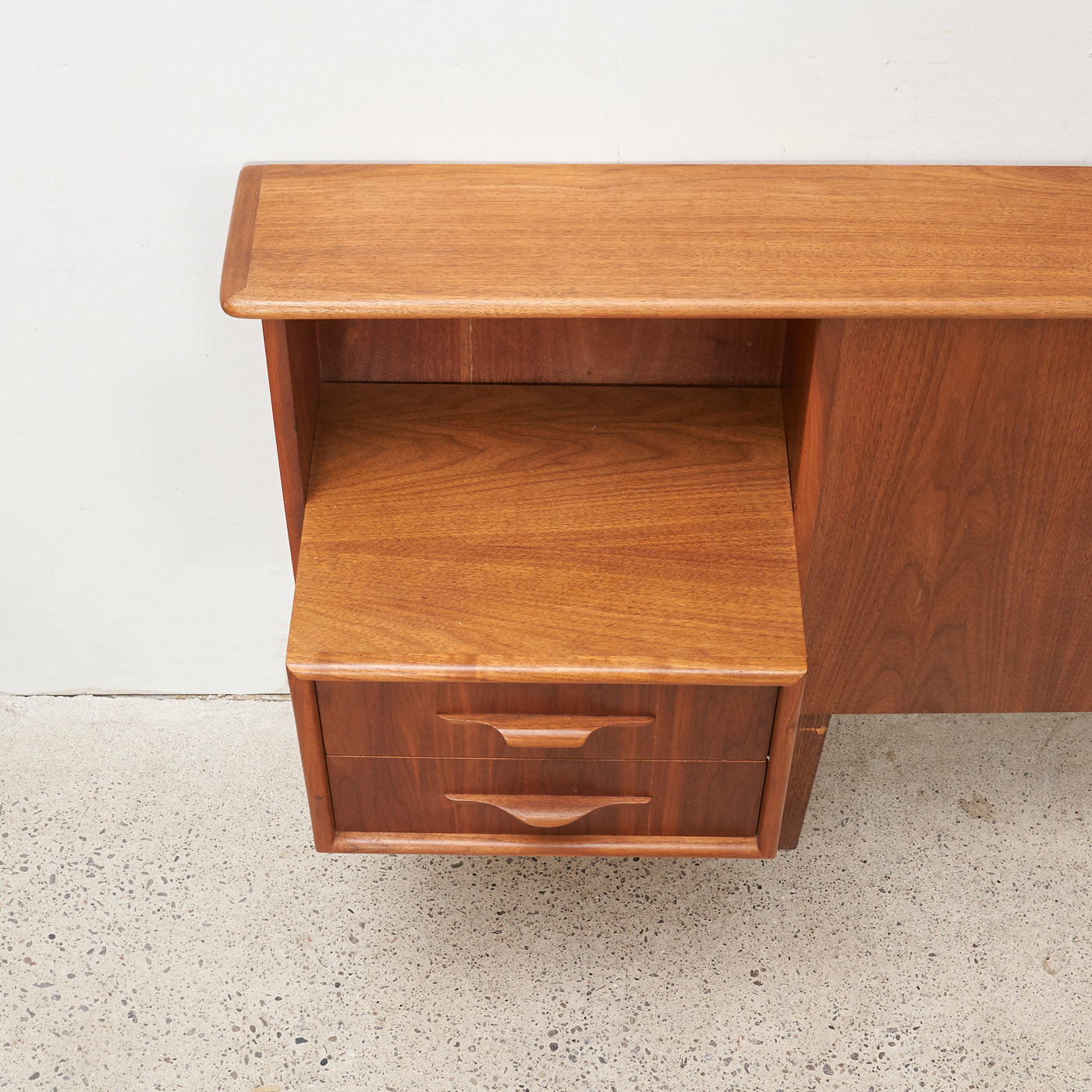 Teak Queen Headboard w/ Floating Nightstands