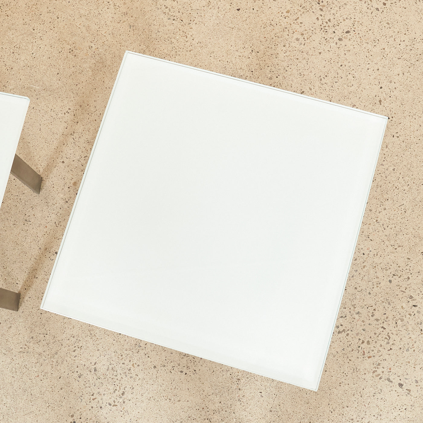 Pair of Glass & Stainless Steel Side Tables