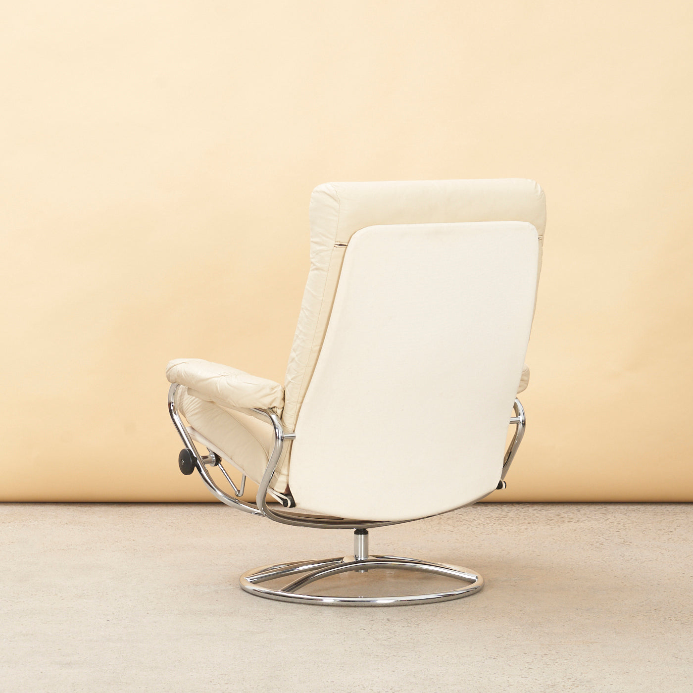 Vintage Chrome & Leather Reclining Lounge Chair & Ottoman