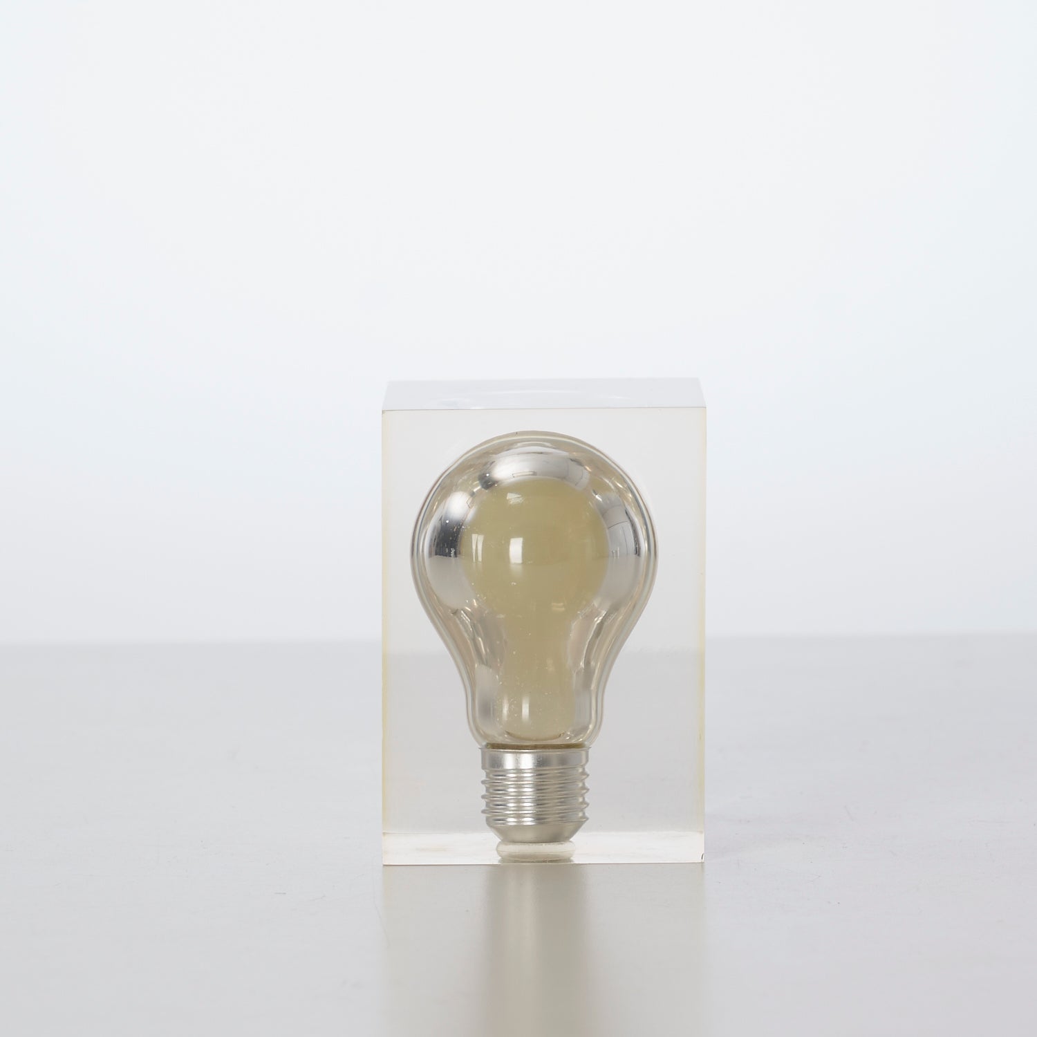 Lightbulb in Lucite Paperweight by Pierre Giraudon