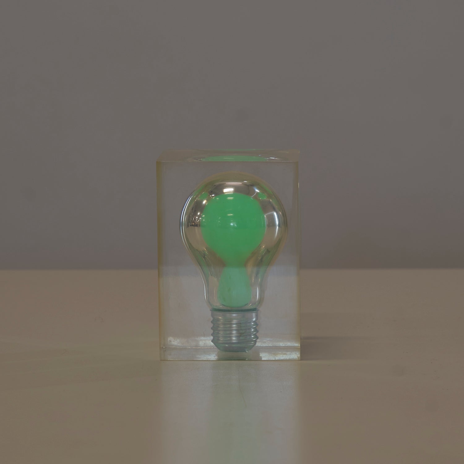 Lightbulb in Lucite Paperweight by Pierre Giraudon