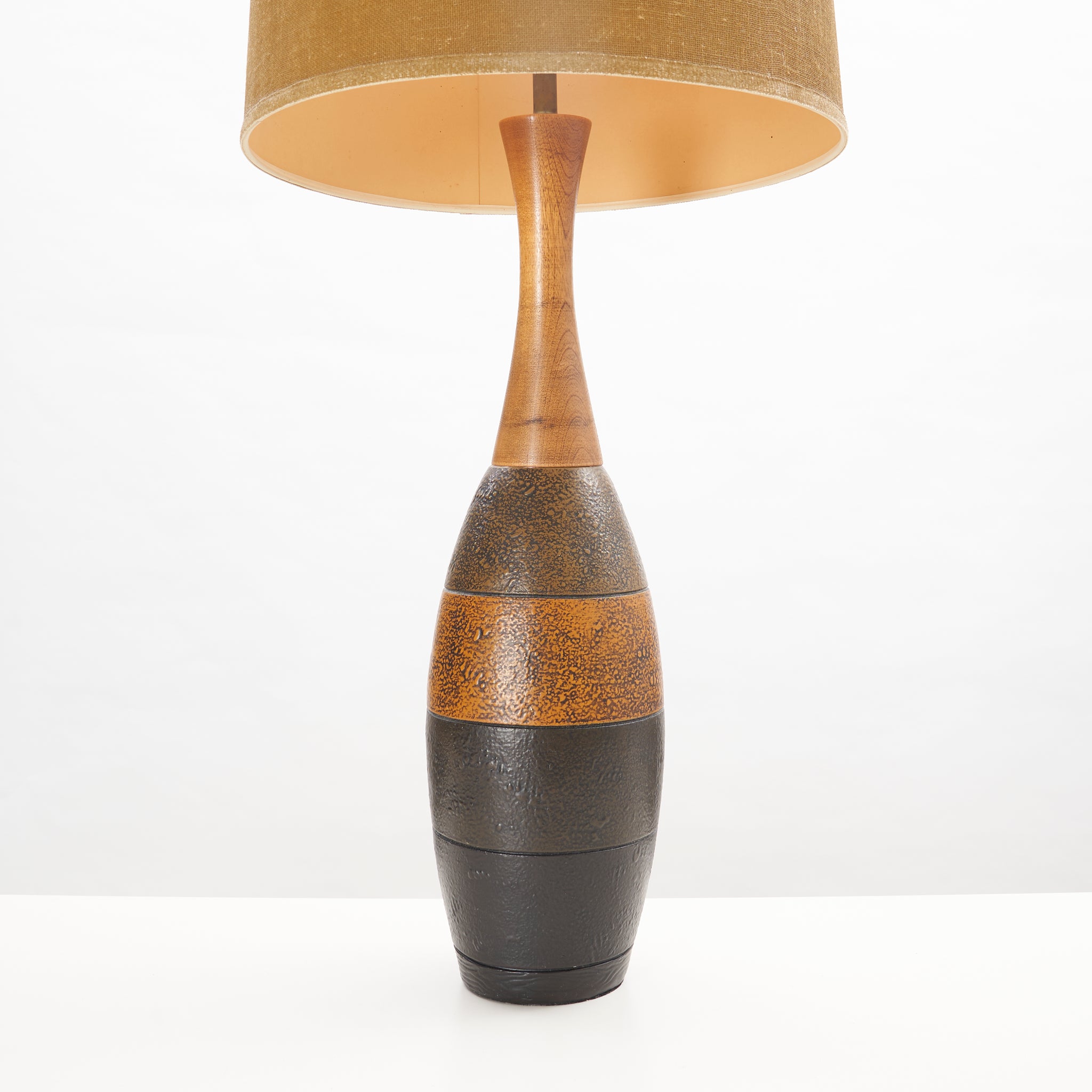 Vintage Ceramic & Wood Table Lamp