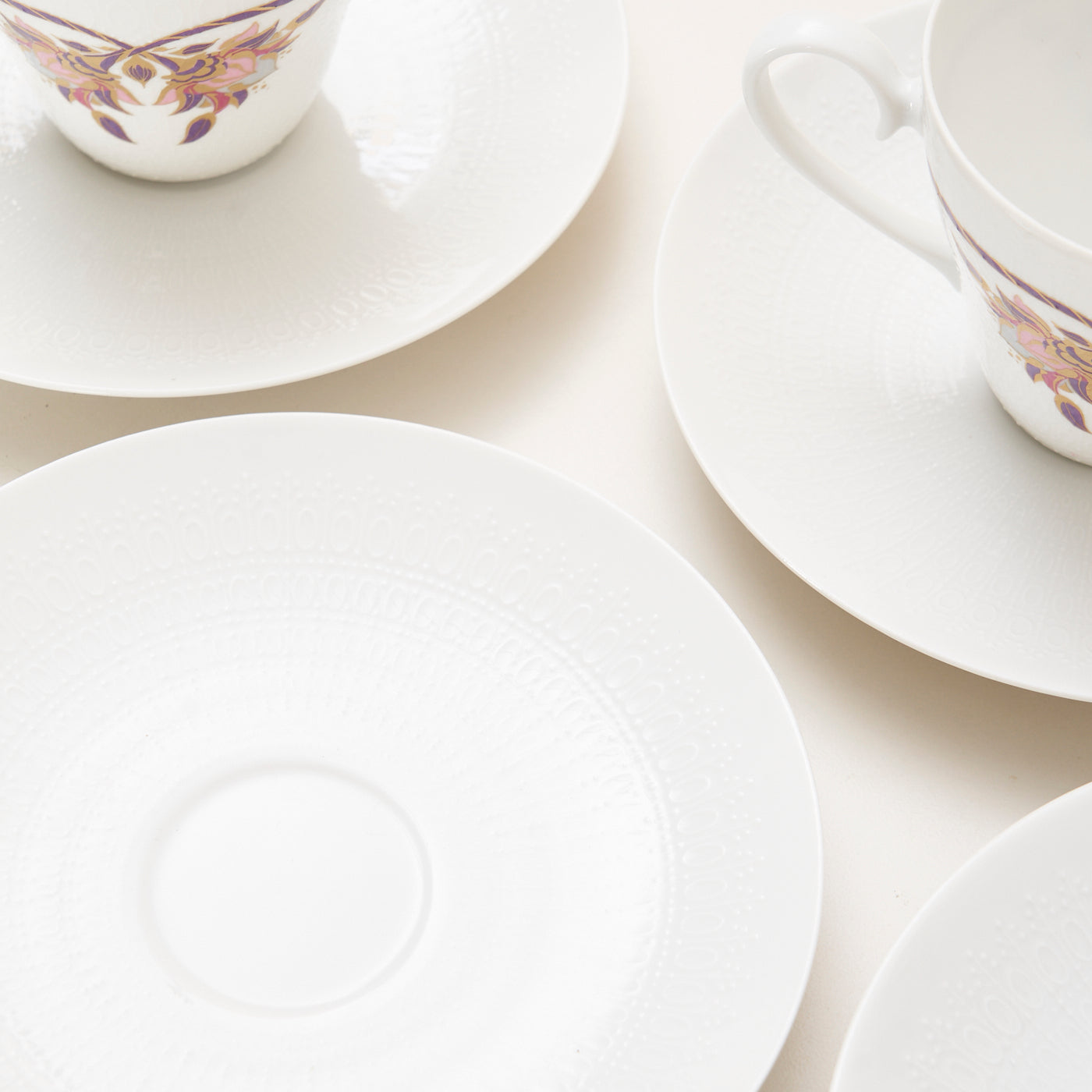 Set of 4 'Orchid Romance' Tea Cups & Saucers by Bjørn Wiinblad for Rosenthal, Germany