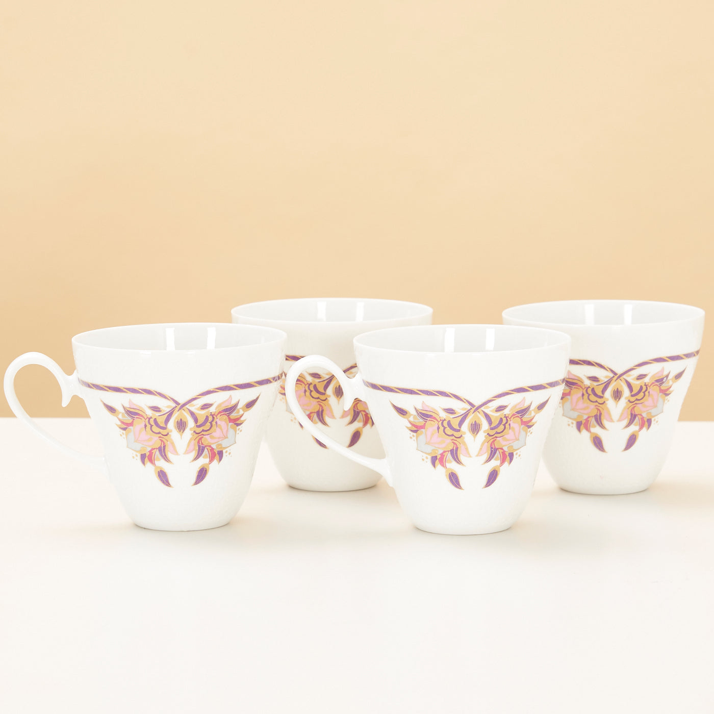 Set of 4 'Orchid Romance' Tea Cups & Saucers by Bjørn Wiinblad for Rosenthal, Germany