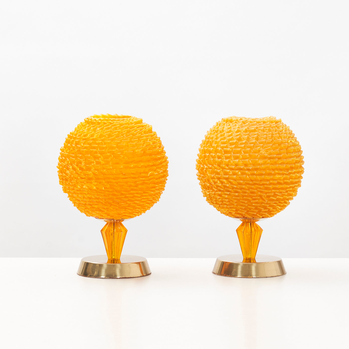 Pair of Plastic & Brass Table Lamps