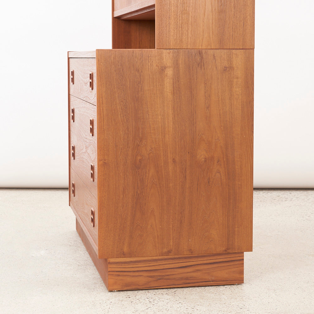 Danish Teak Bookcase w/ Drop-Down Cabinet