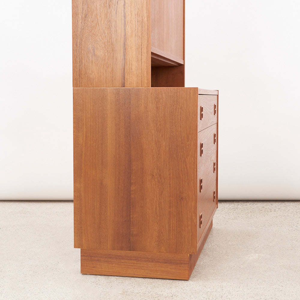 Danish Teak Bookcase w/ Drop-Down Cabinet