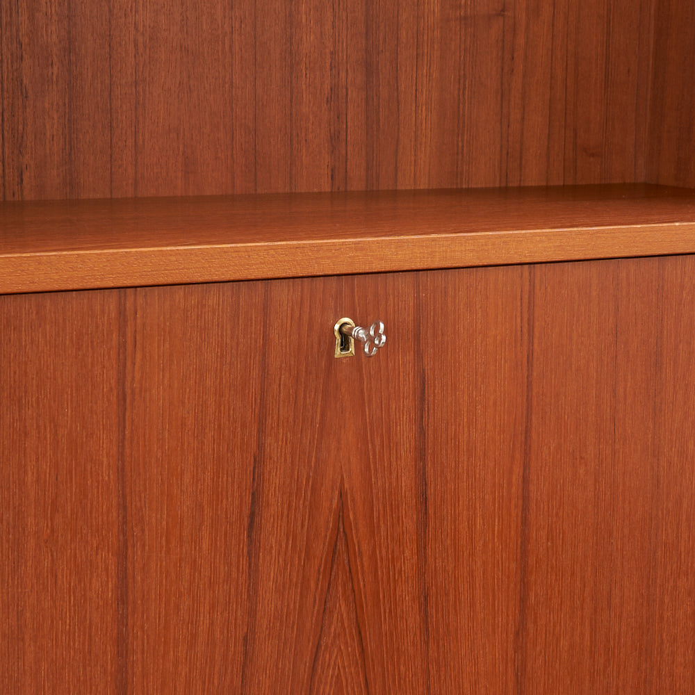 Danish Teak Bookcase w/ Drop-Down Cabinet