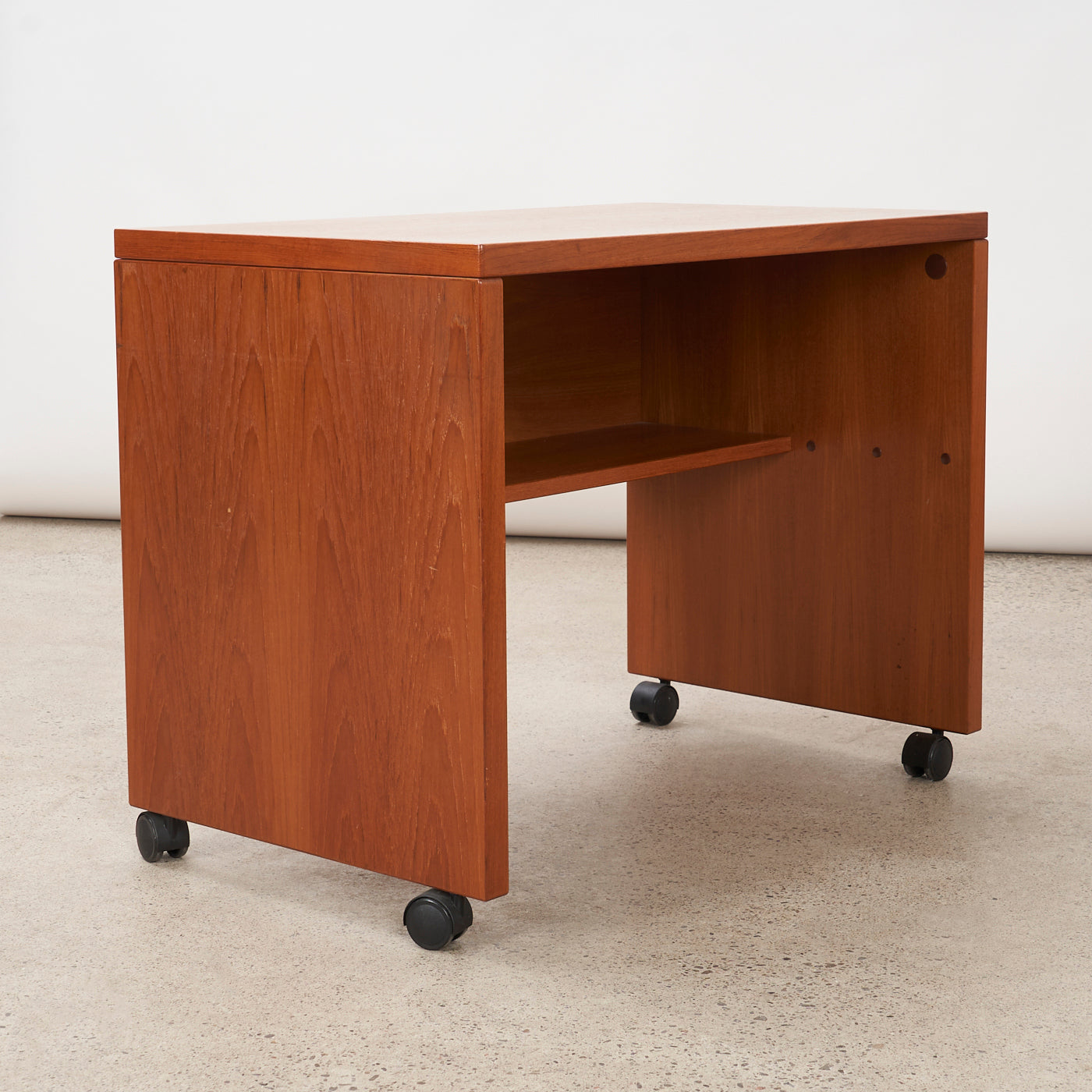 Teak Media Table w/ Castors