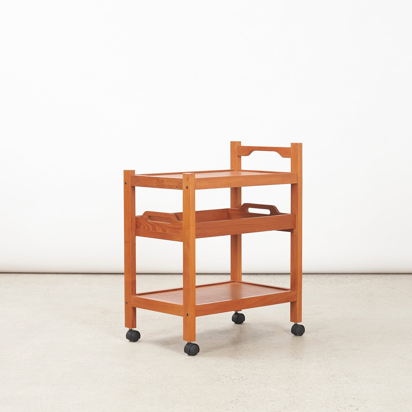 Teak Rolling Cart w/ Removable Tray