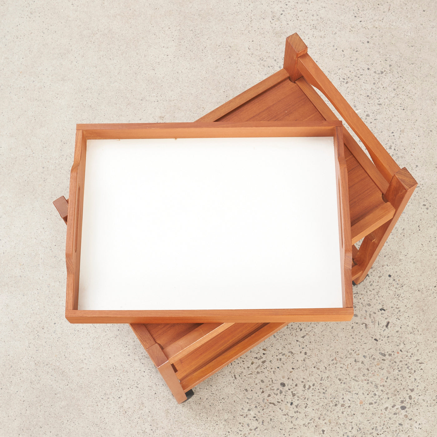 Teak Rolling Cart w/ Removable Tray