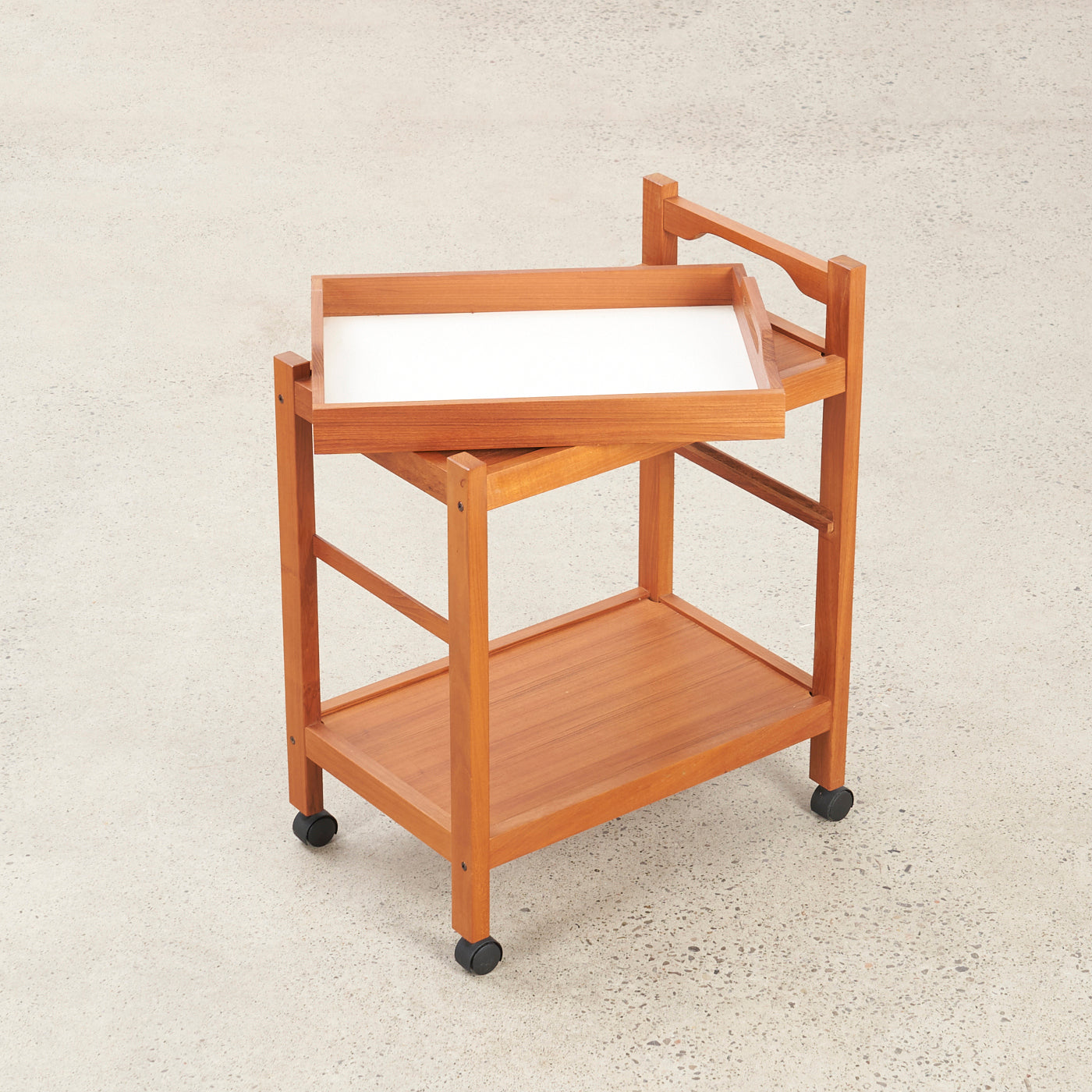 Teak Rolling Cart w/ Removable Tray