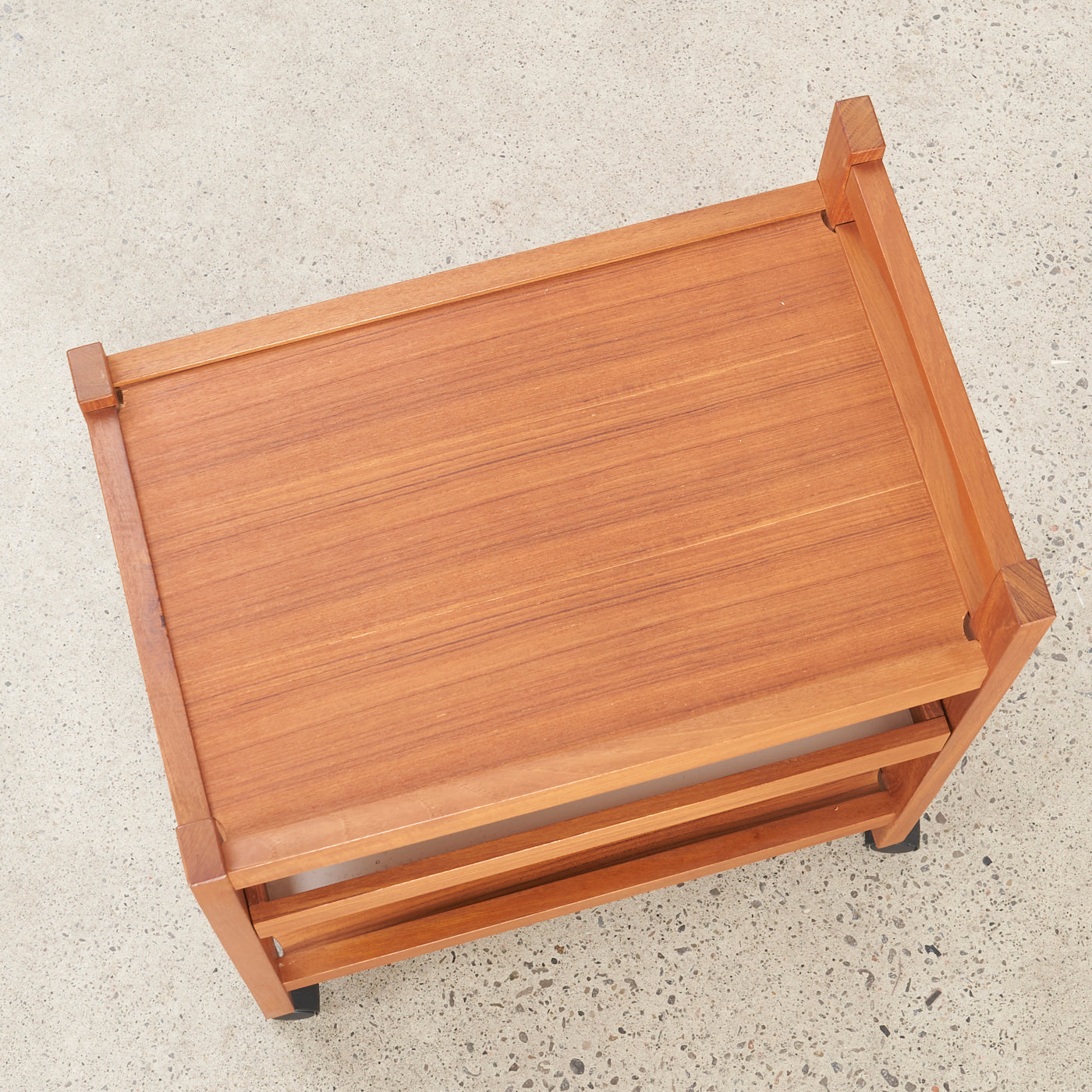 Teak Rolling Cart w/ Removable Tray