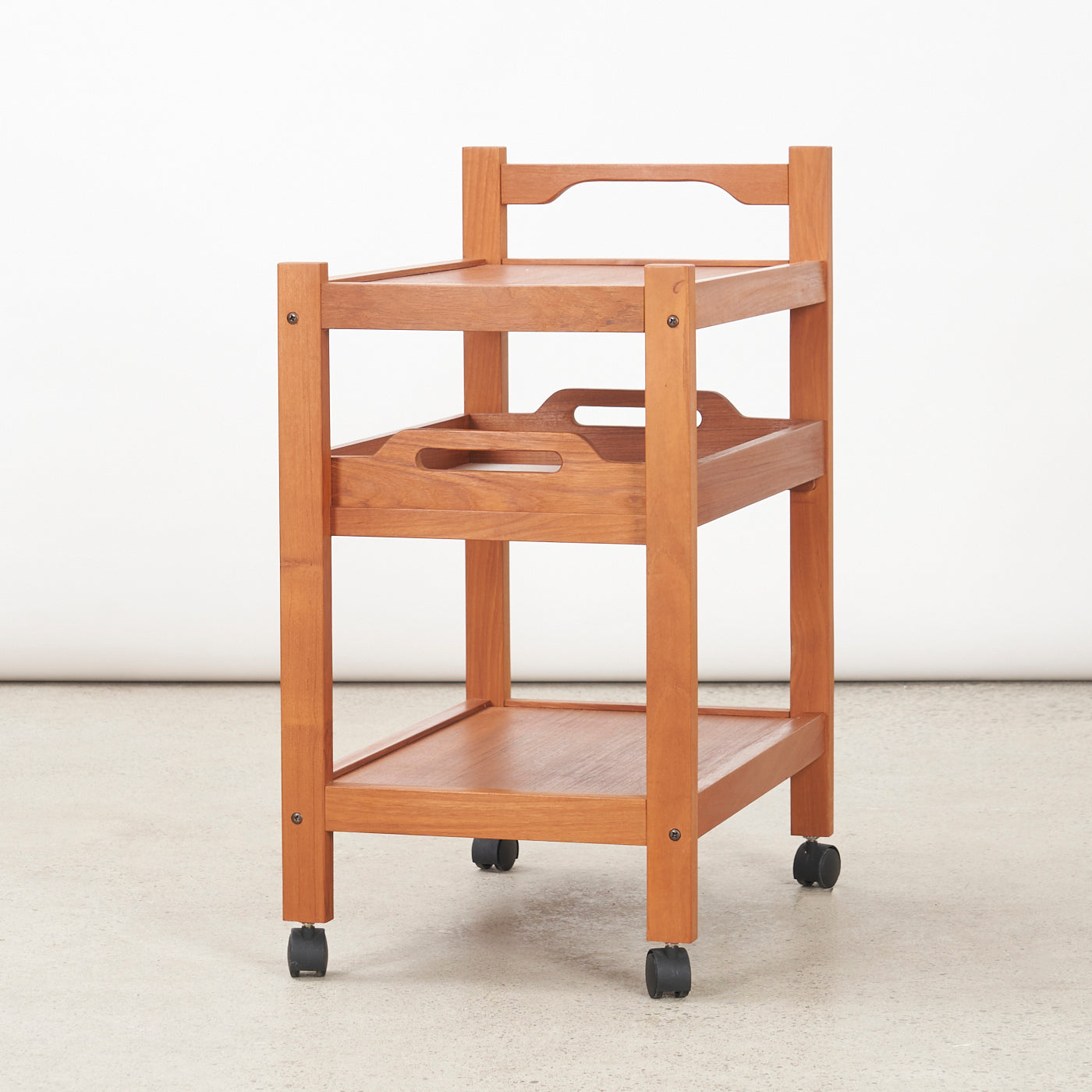 Teak Rolling Cart w/ Removable Tray