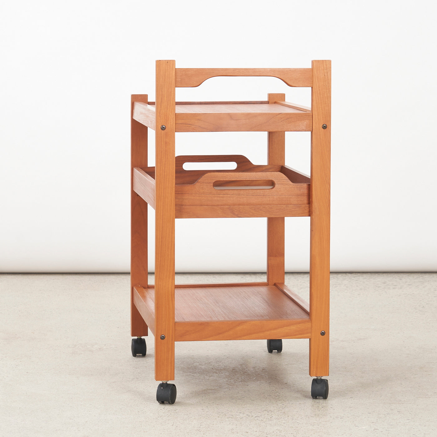 Teak Rolling Cart w/ Removable Tray