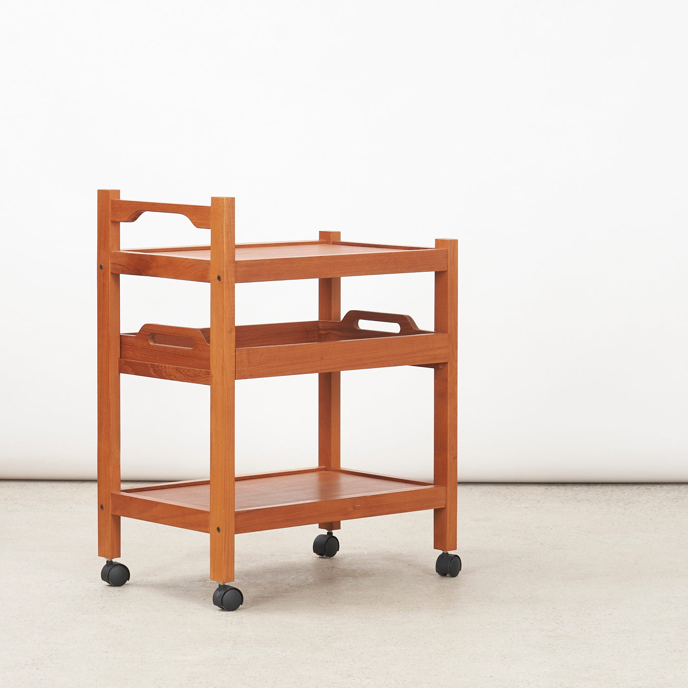 Teak Rolling Cart w/ Removable Tray