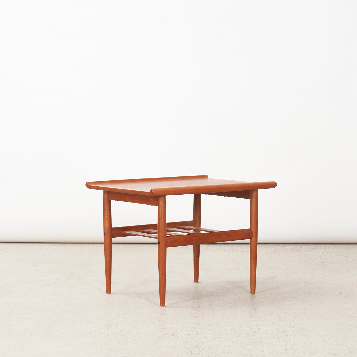 Teak Side Table w/ Slatted Shelf