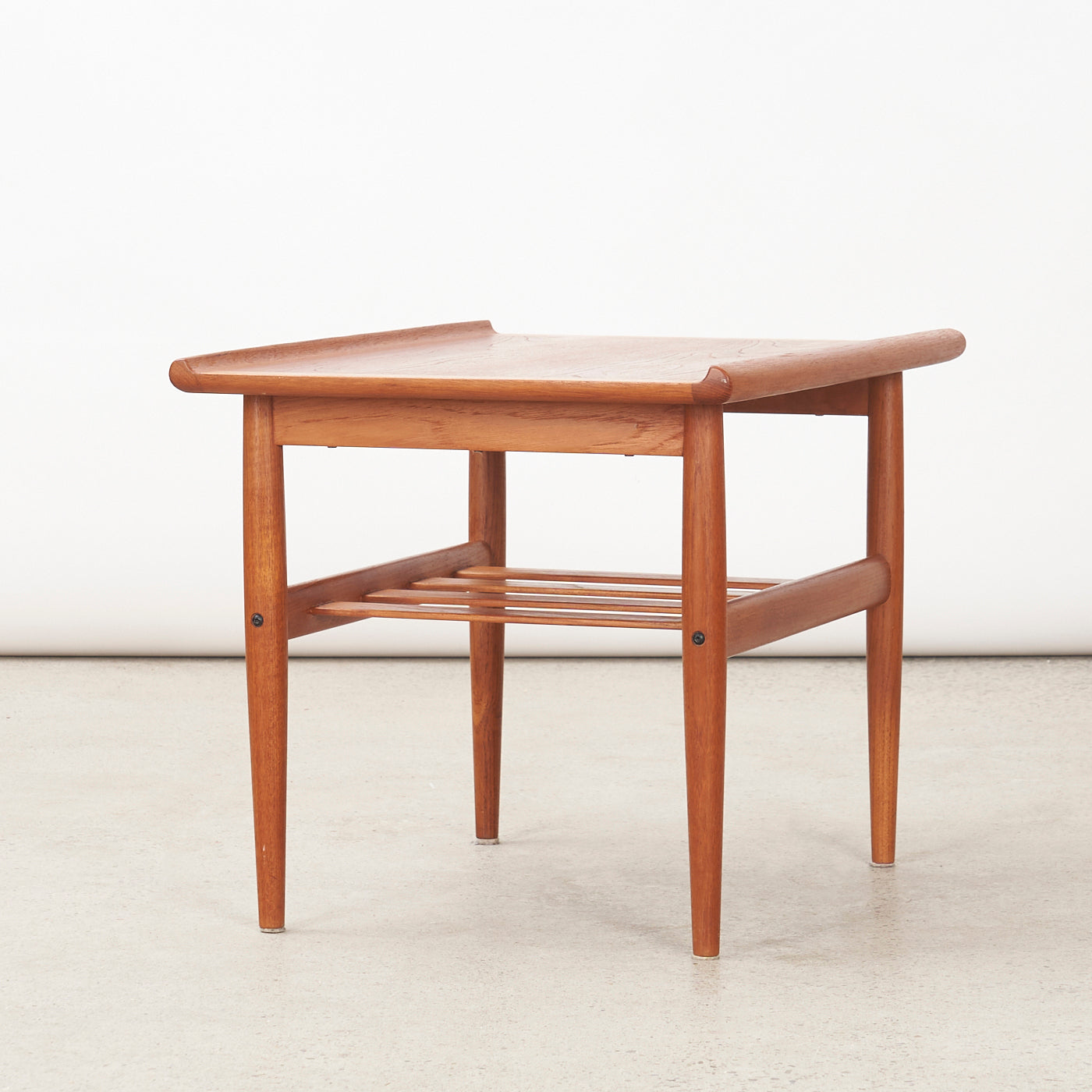 Teak Side Table w/ Slatted Shelf