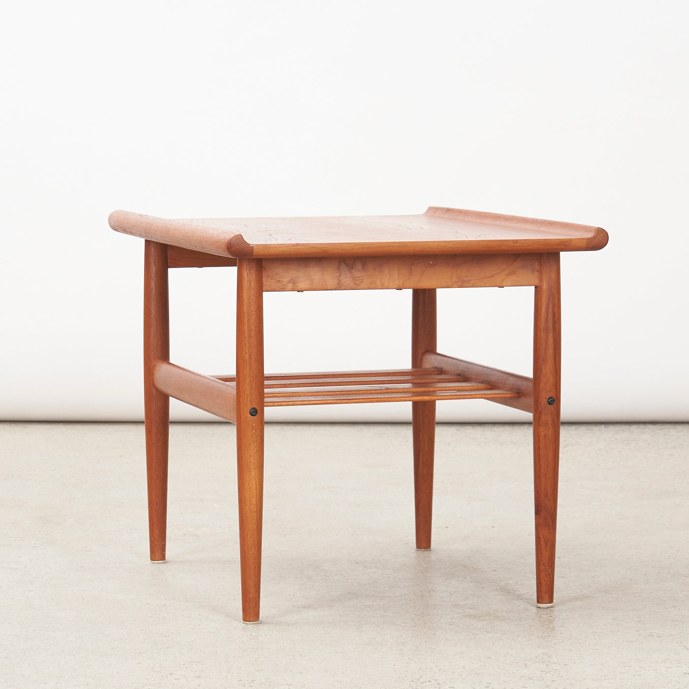 Teak Side Table w/ Slatted Shelf