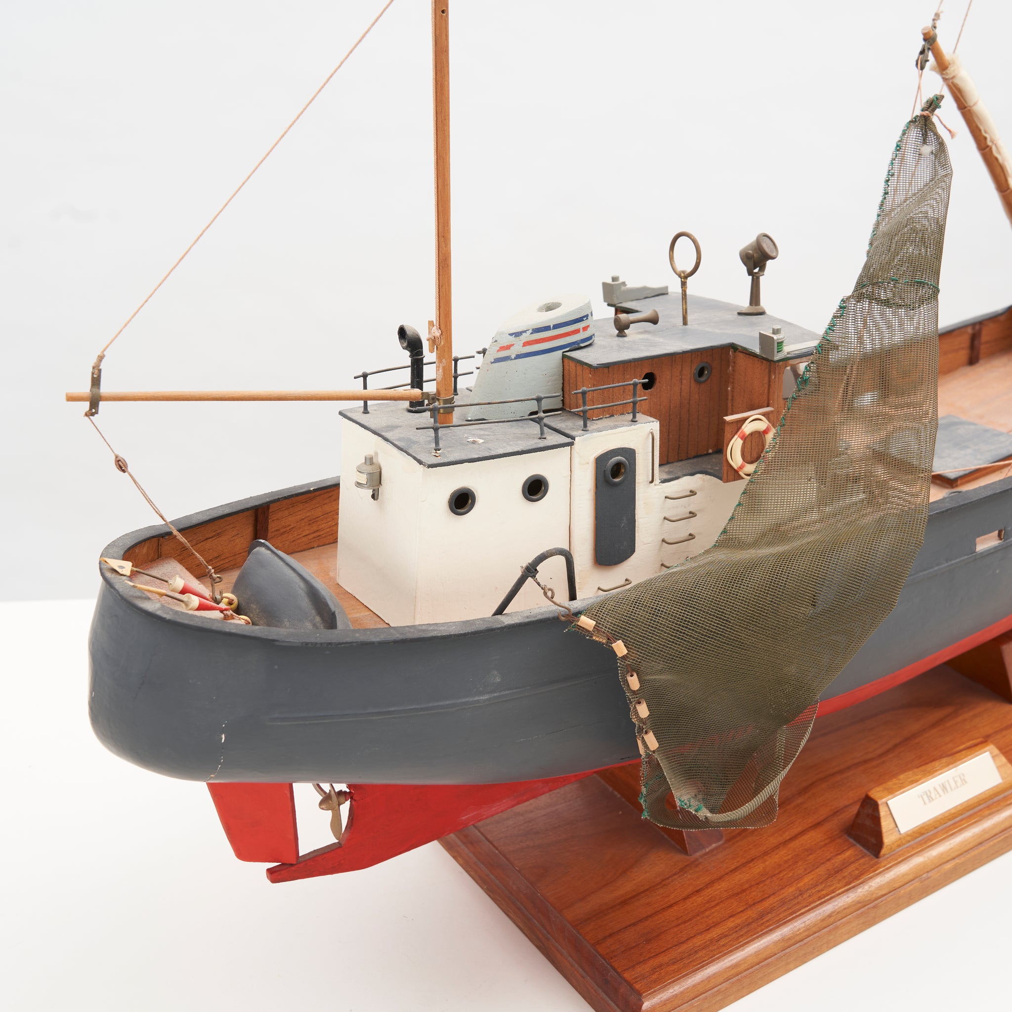 Vintage Wooden Fishing Trawler Model