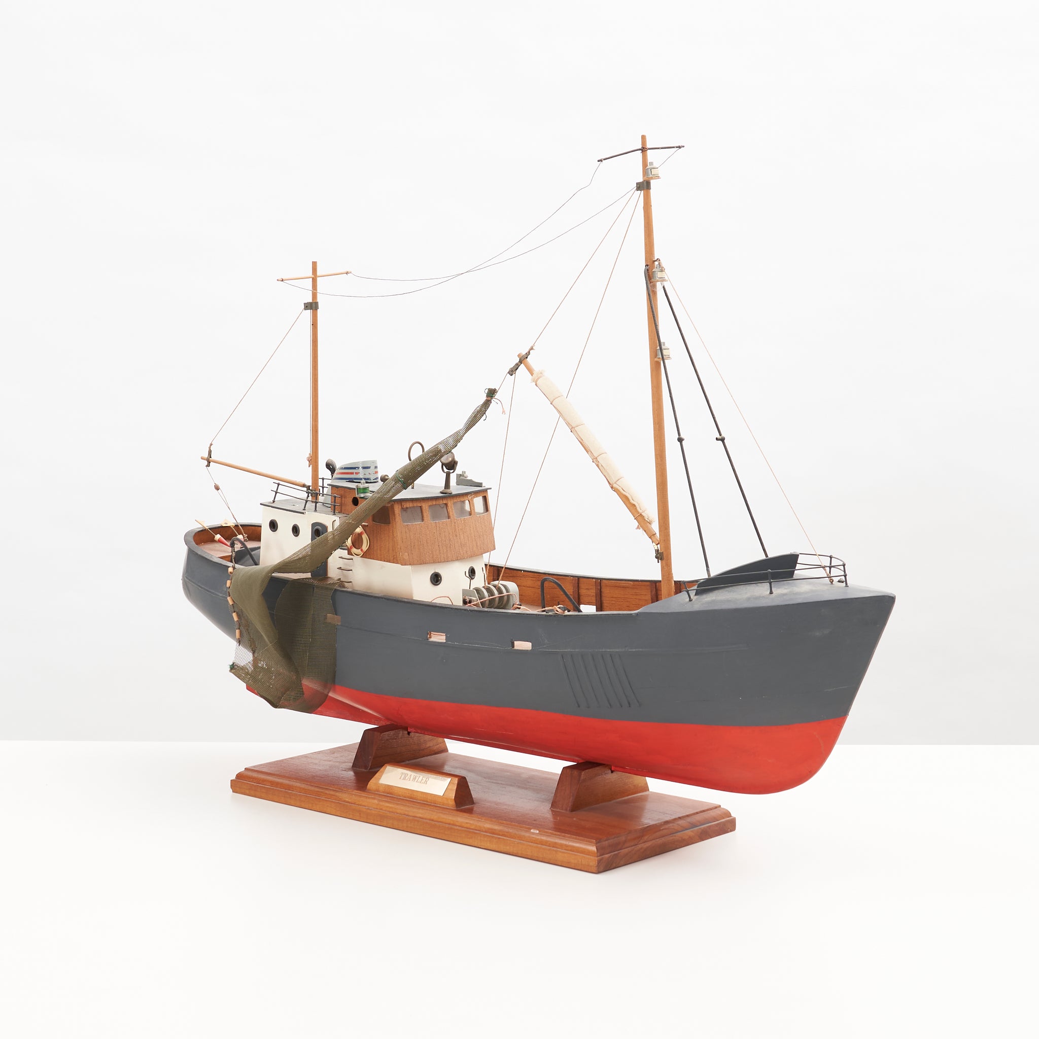 Vintage Wooden Fishing Trawler Model